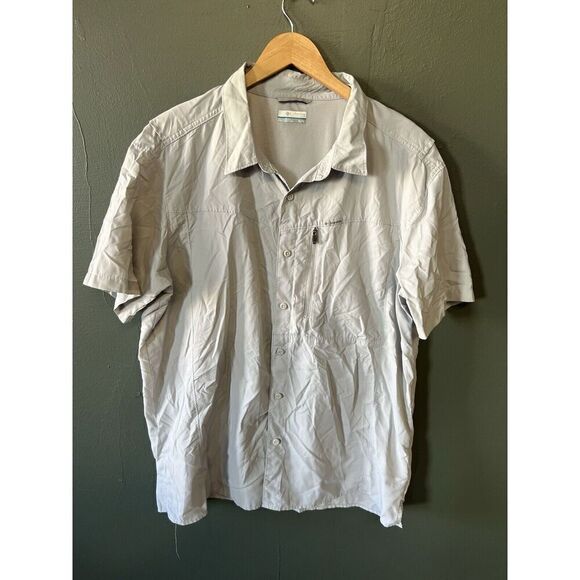 Columbia Mens Gray Short Sleeve Outdoor Nylon Button Up Shirt Size XL - Picture 1 of 5